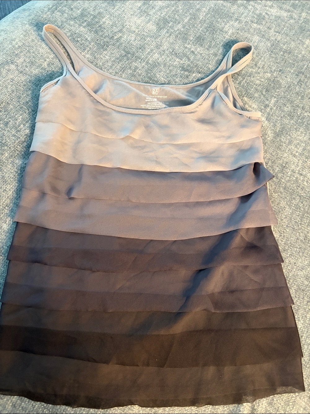 New York & Company Taupe to Charcoal Layered Chiffon Camisole